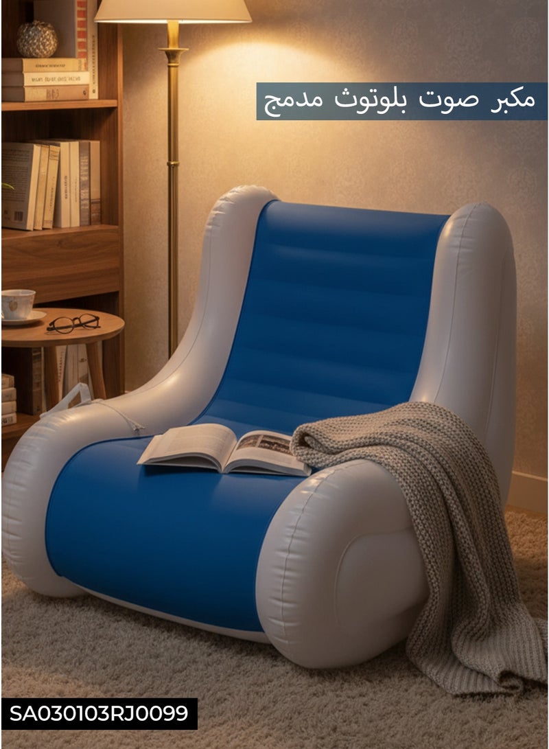 كرسي استرخاء هوائي قابل للنفخ مع مكبر صوت بلوتوث مدمج - أريكة استرخاء مريحة ومقاومة للماء للرحلات، التخييم، والاستخدام المنزلي (خفيف الوزن وقابل للطي) - Image 5